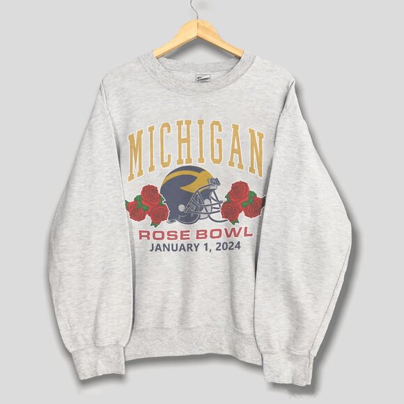 2023 2024 University of Michigan Wolverines Rose Bowl Football NCAA Sweatshirt - Picture 1 of 2